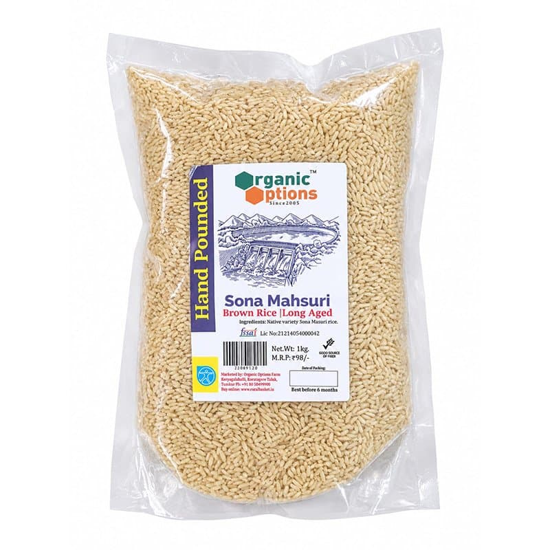 Sona Mahsuri Hand Pounded Semi Brown Rice 1kg